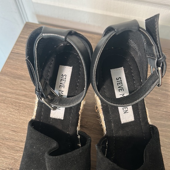 STEVE MADDEN JAYLEN WOVEN PLATFORM WEDGE BLACK SANDALS IN SIZE 8 M - Picture 6 of 7